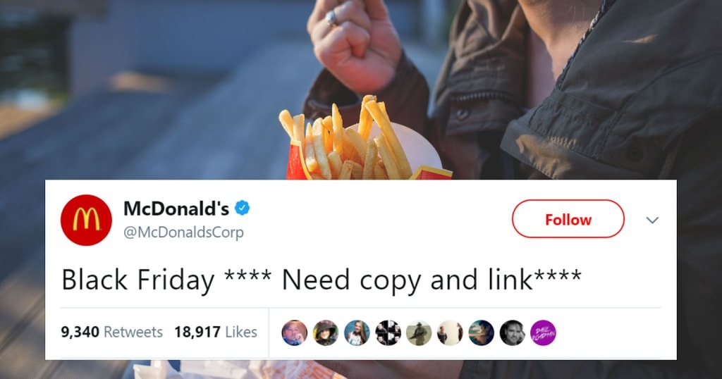 McDonald's Tweet "Black Friday **** Need copy and link ****